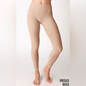NEW Beige Moto Designed High Waisted Leggings by Nikib…